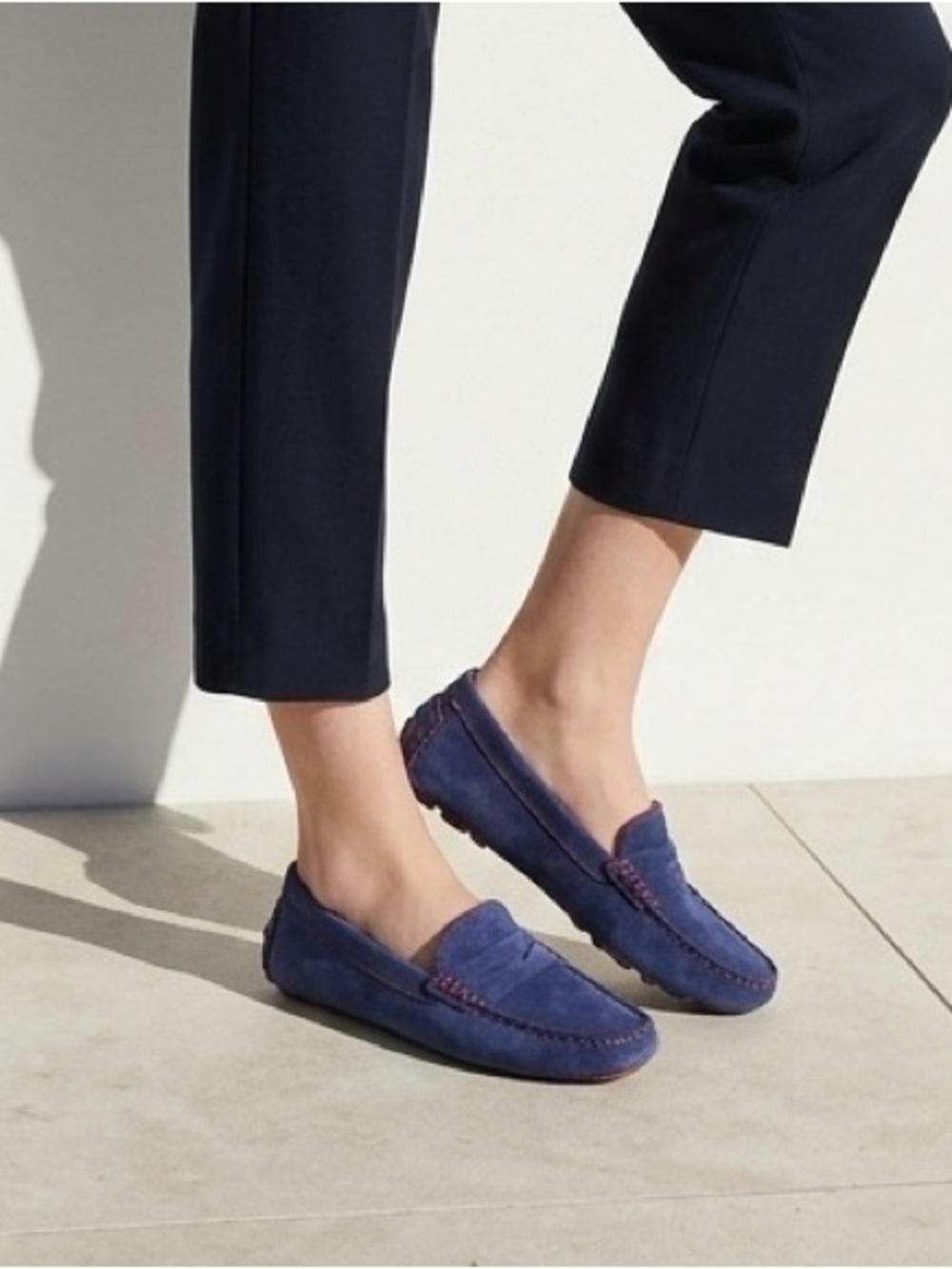 Blue Suede Driving Shoes | Loafers, Red Terry Cloth Insole by Johnston & Murphy